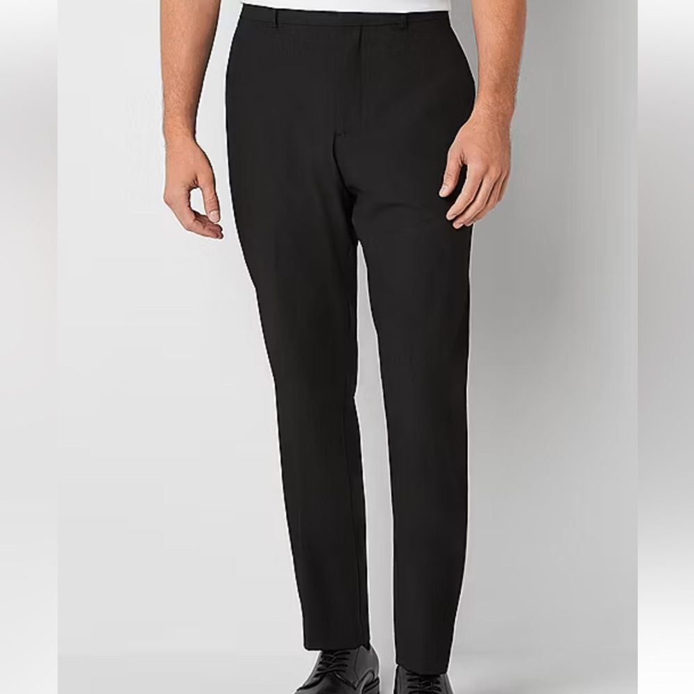 J. Ferrar Men's Black Pressed Seam Dress Pants Office Formal 36 X 32